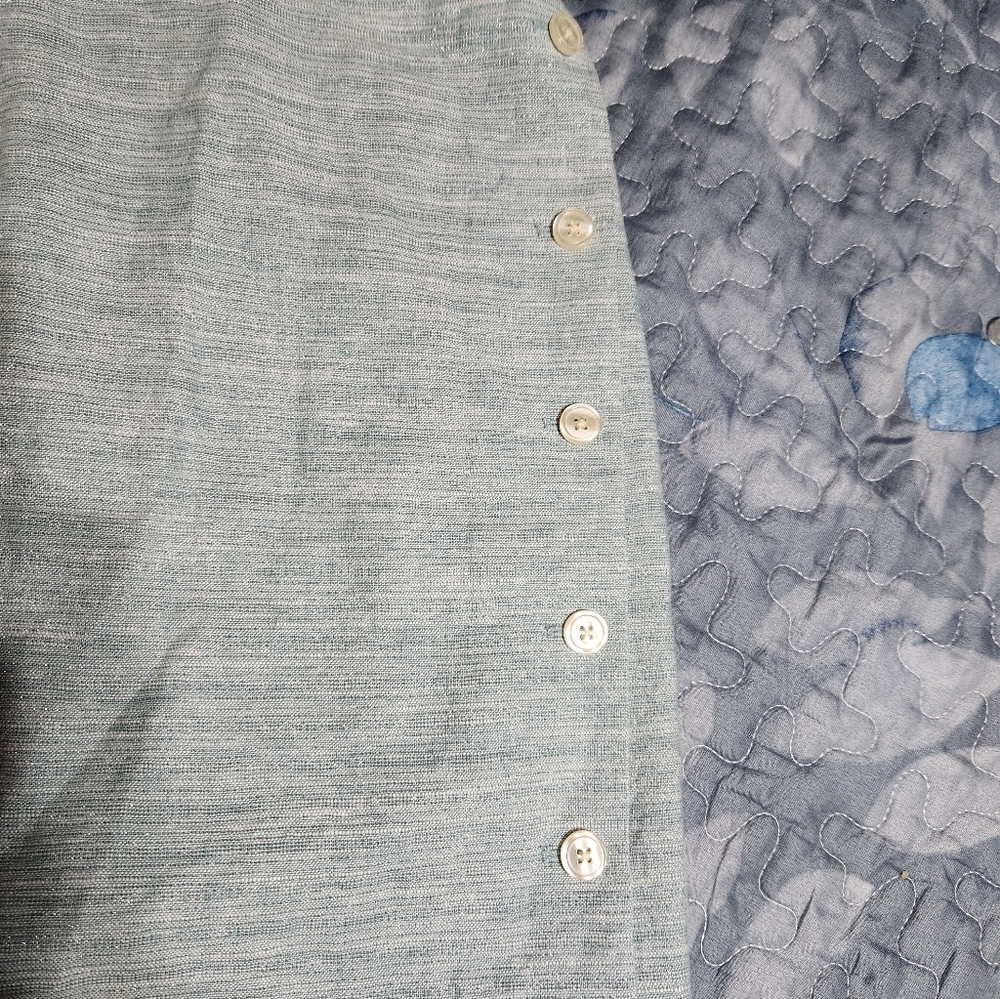 Womens Elegant Light Ice Blue Button Skirt - Picture 5 of 12